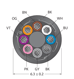 Thumbnail for CABLE8X0.25-SH-PUR-BK-500M/TXL