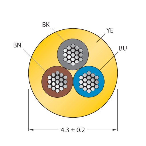 CABLE3X0.34-XX-PVC-YE-500M/TEY