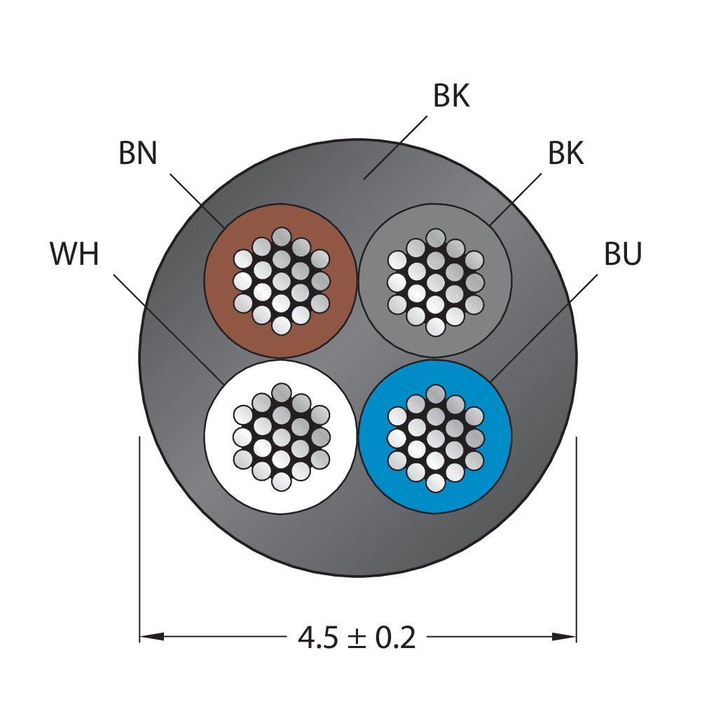 CABLE4X0.34-XX-PUR-BK-500M/TXL