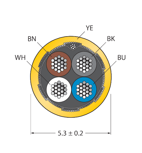 CABLE4X0.34-SH-PUR-YE-100M/TXY