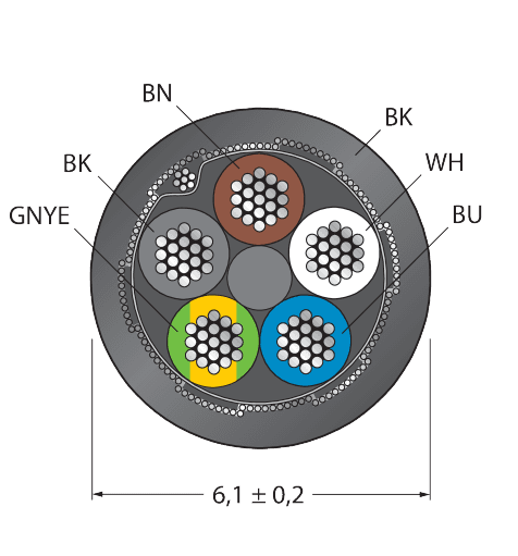 CABLE(4+1)X0.34-SH-PVC-BK-500M/TEL