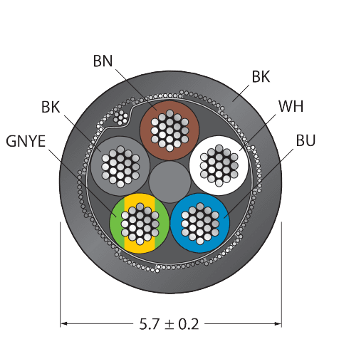 CABLE(4+1)X0.34-SH-PUR-BK-100M/TXL