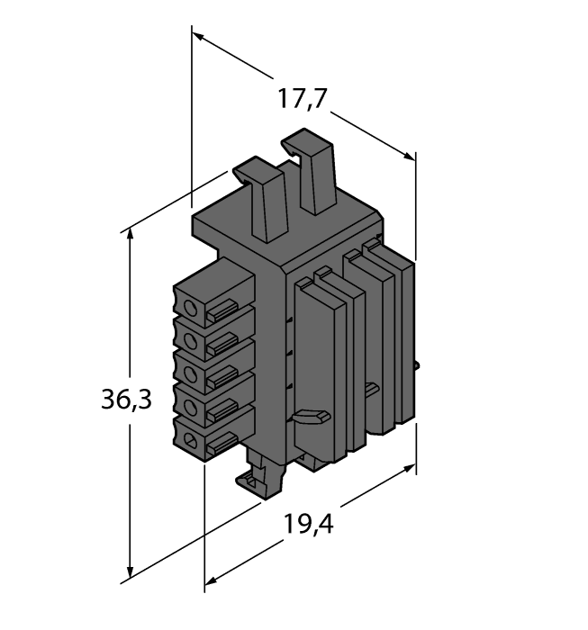 BUCHSE 5POL 90° RM3,81 2R THD